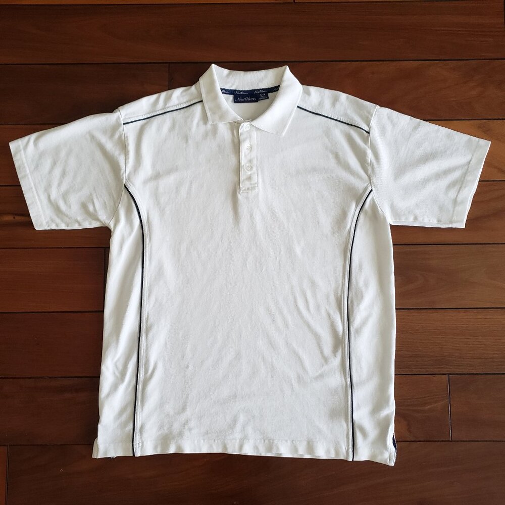 New Wave 100% Cotton Pique Golf Polo Shirt Size XL White